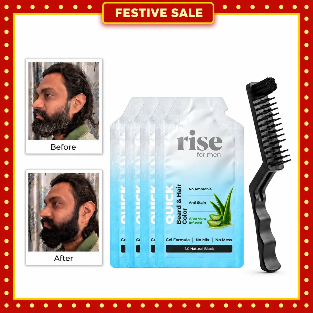 Quick Beard &amp; Hair Color (Sachet, Pack of 4)